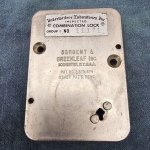 Sargent & Greenleaf Combo Safe Lock Backplate Group 1 No. 11171 - Type 1